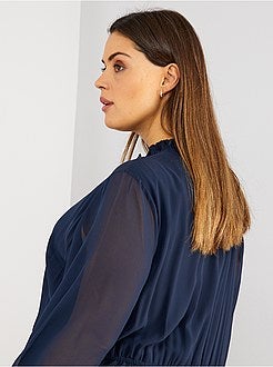 Robe longue voile et col volant - Kiabi