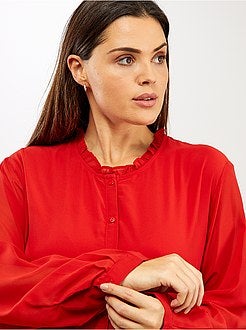 Robe longue voile et col volant - Kiabi