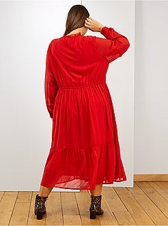 Robe longue voile et col volant - Kiabi