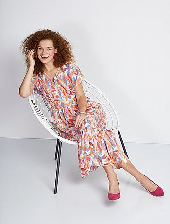 Robe longue volantée smockée dos