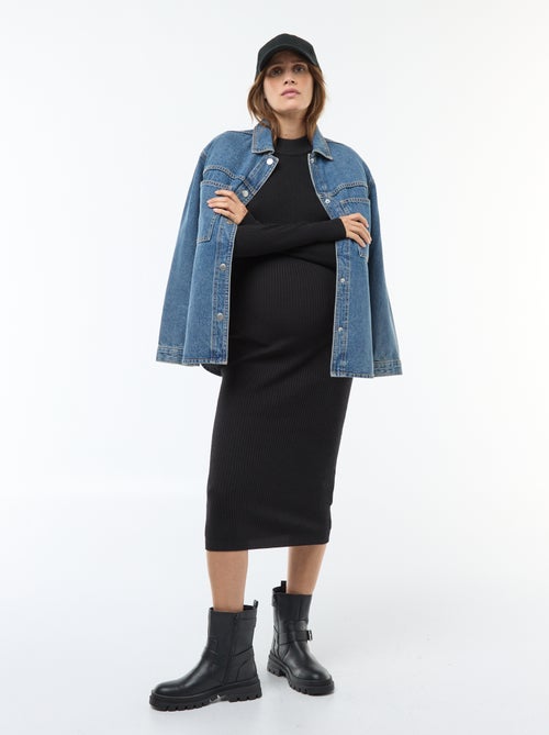 Robe longues côtelée de maternité - Kiabi