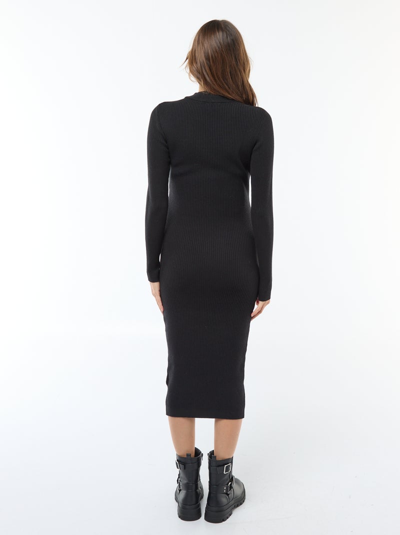 Robe longues côtelée de maternité Noir - Kiabi