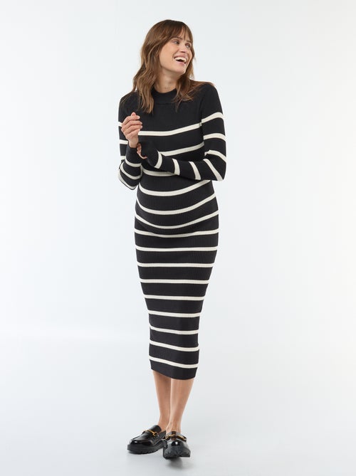 Robe longues côtelée de maternité - Kiabi