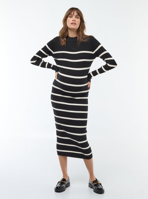 Robe longues côtelée de maternité - Kiabi