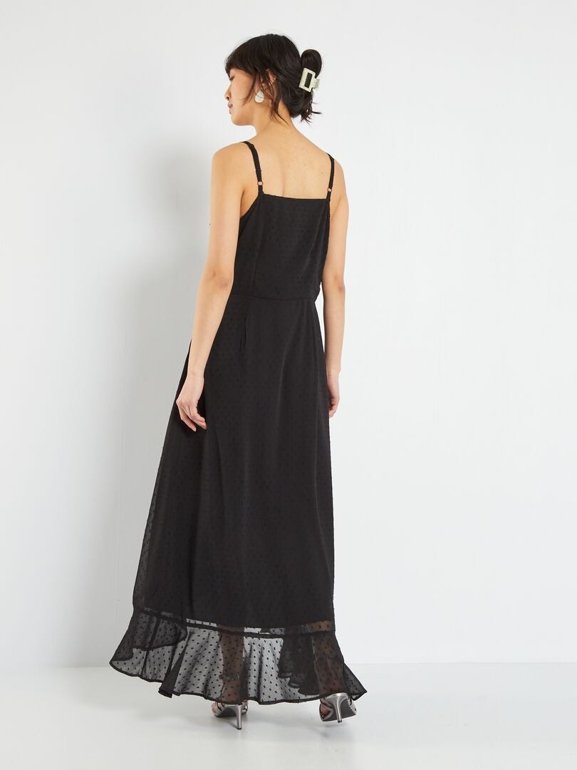 Robe longues en plumetis noir - Kiabi