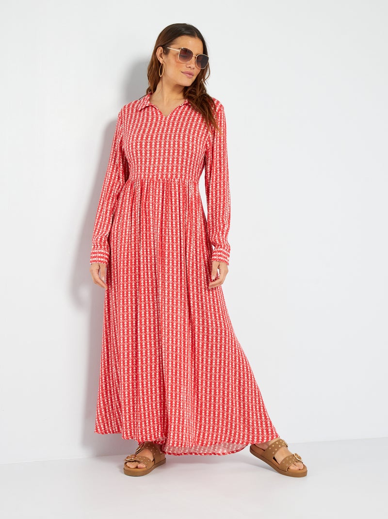 Robe longues imprimée à manches longues Rouge - Kiabi