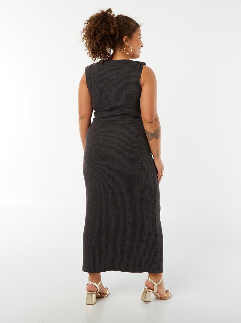 Robe longues sans manches en maille gaufrée Noir - Kiabi