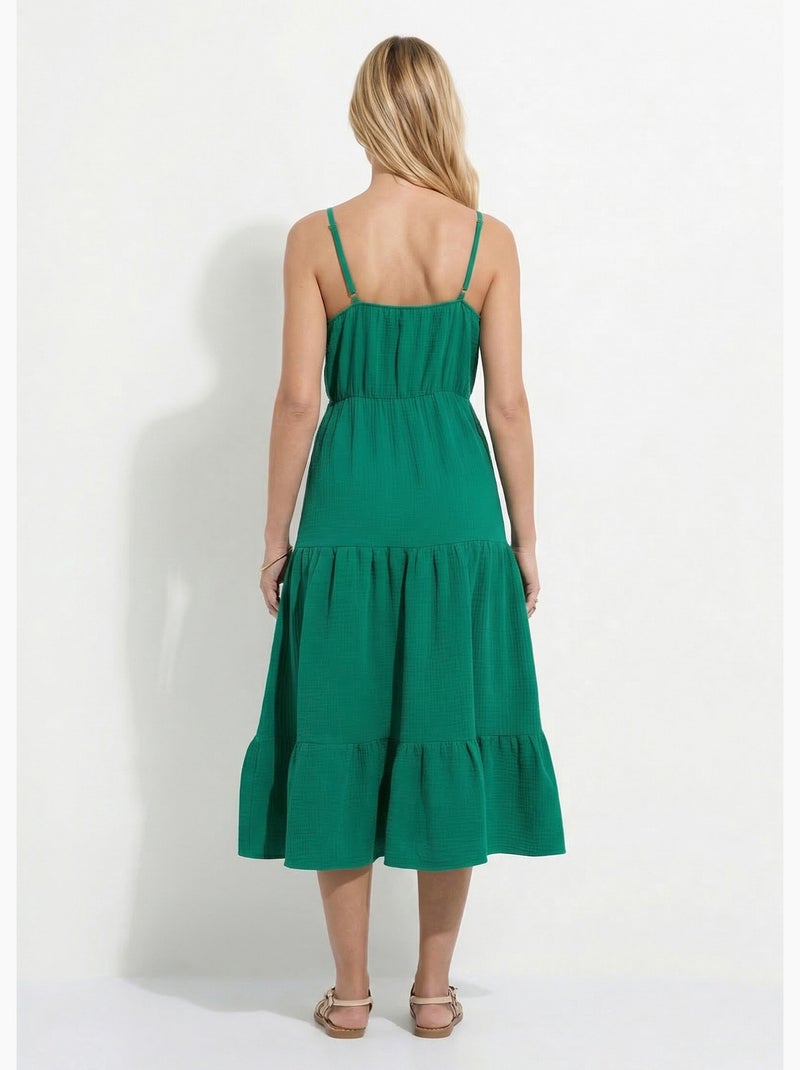 Robe longues volantée fines bretelles - afibel Vert - Kiabi