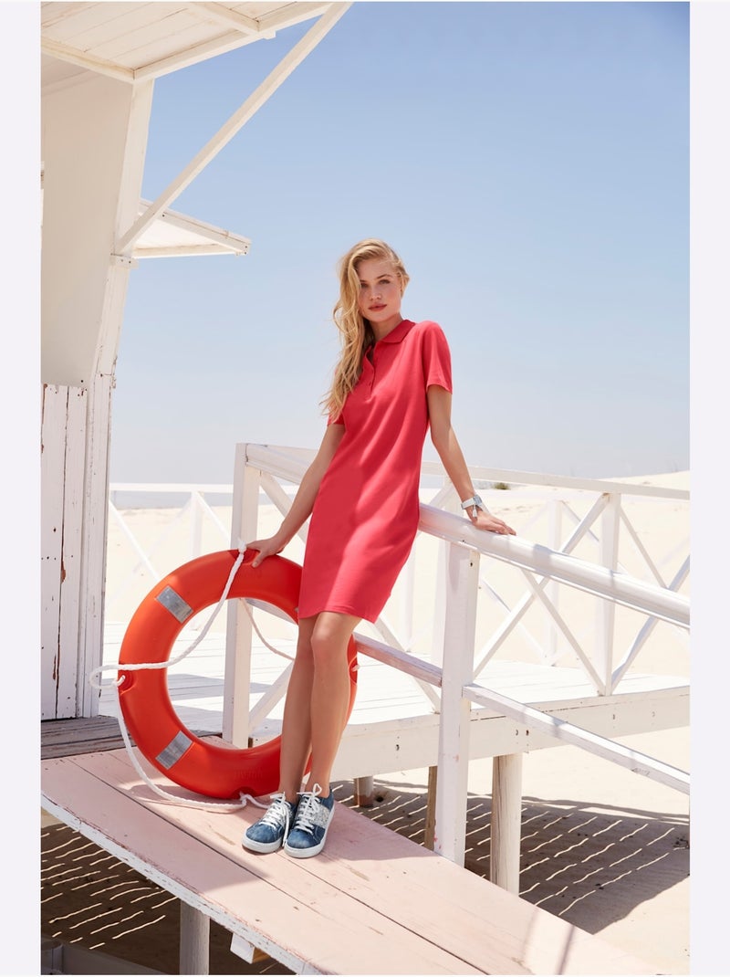 Robe Longueur Au-dessus Du Genou, Style Polo - Taille Standard - Helline Corail - Kiabi