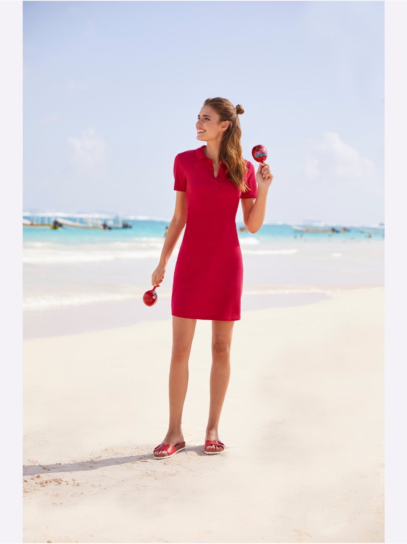 Robe Longueur Au-dessus Du Genou, Style Polo - Taille Standard - Helline Rouge - Kiabi