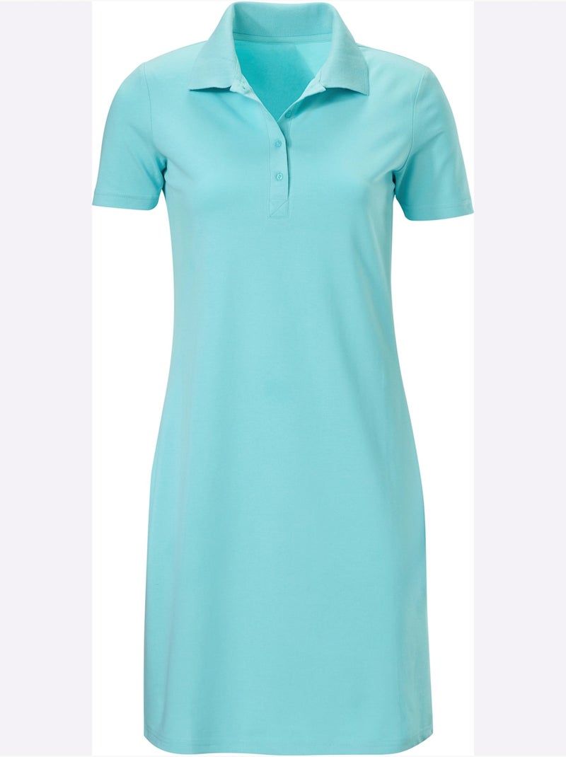 Robe Longueur Au-dessus Du Genou, Style Polo - Taille Standard - helline Turquoise - Kiabi