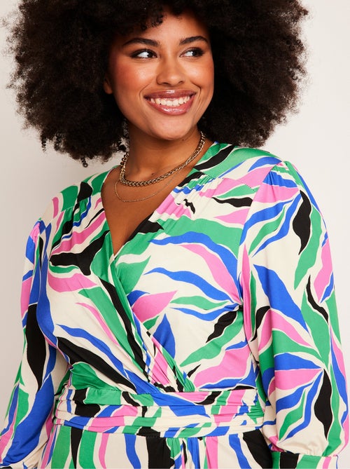 Robe maille courte évasée motif graphique - Afibel - Kiabi