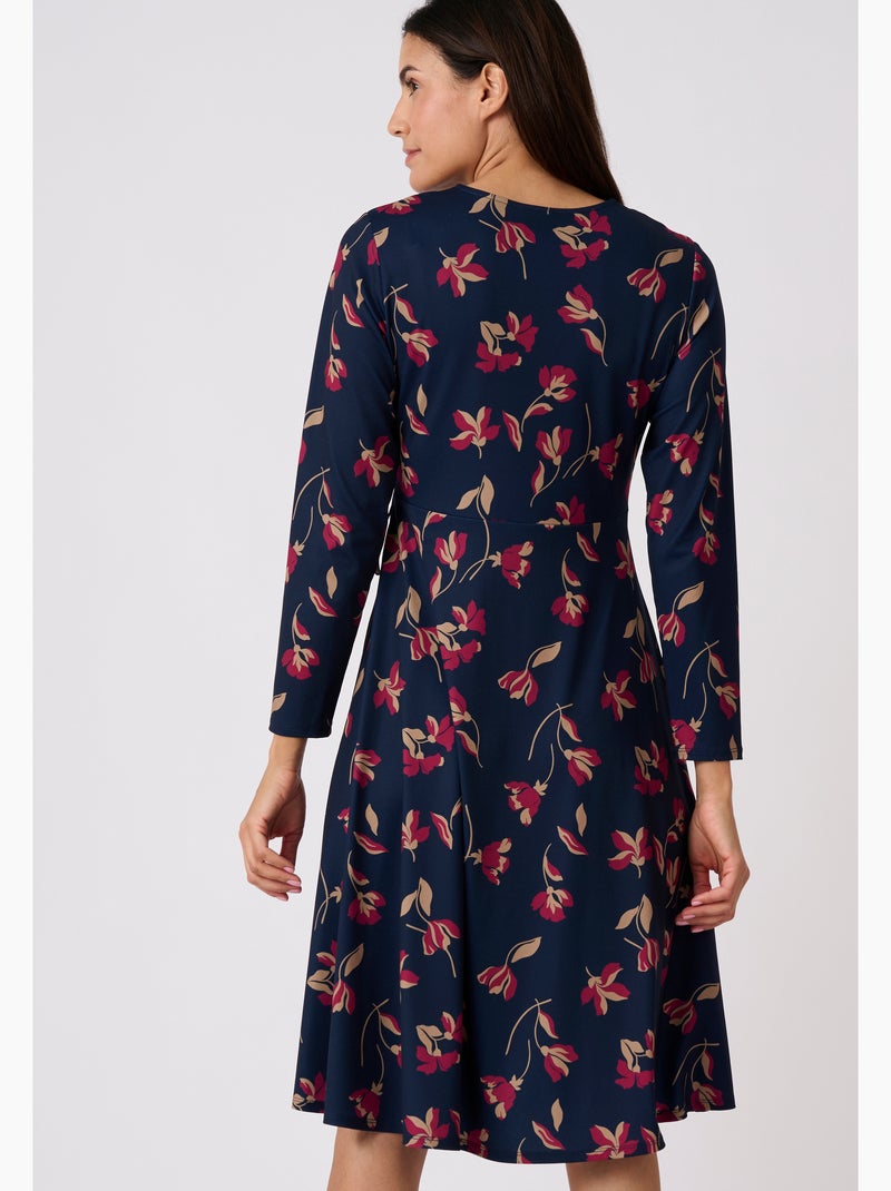 Robe maille crêpe effet cache-coeur - damart Bleu - Kiabi