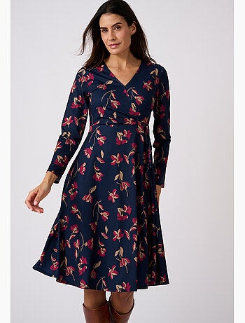 Robe maille crêpe effet cache-coeur - Damart
