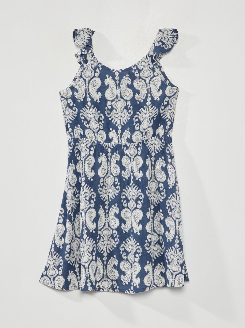 Robe maille crêpée Bleu - Kiabi