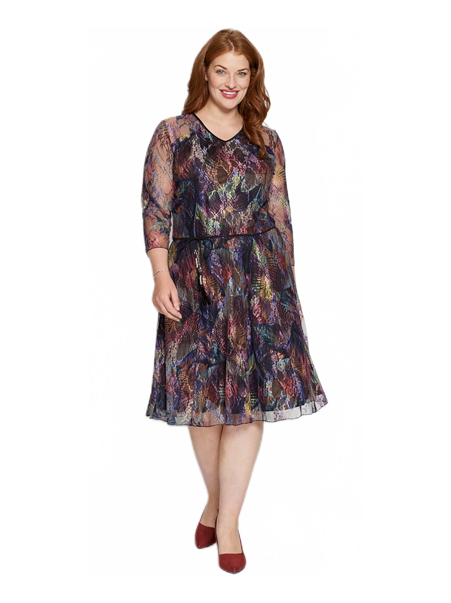 Robe Fleurie Violet & Claire New York - Taille M - Maille Bleu/vert - Occasion Très Bon état