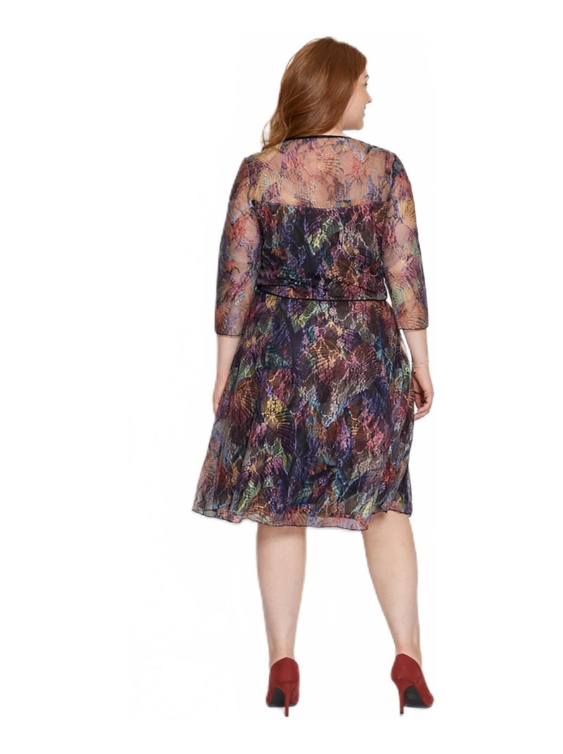 Robe maille dentelle imprimée Violet clair - Kiabi