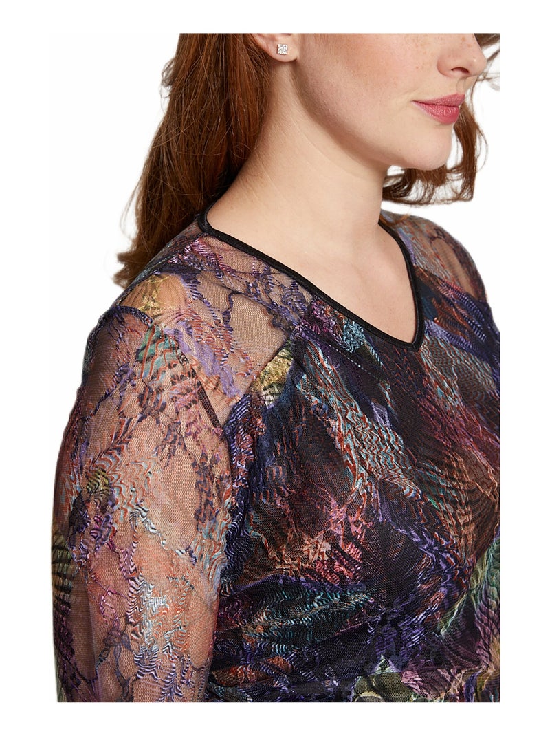 Robe maille dentelle imprimée Violet clair - Kiabi