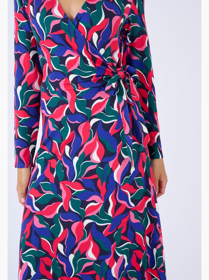 Robe maille effet cache-coeur viscose stretch - Damart Bleu - Kiabi