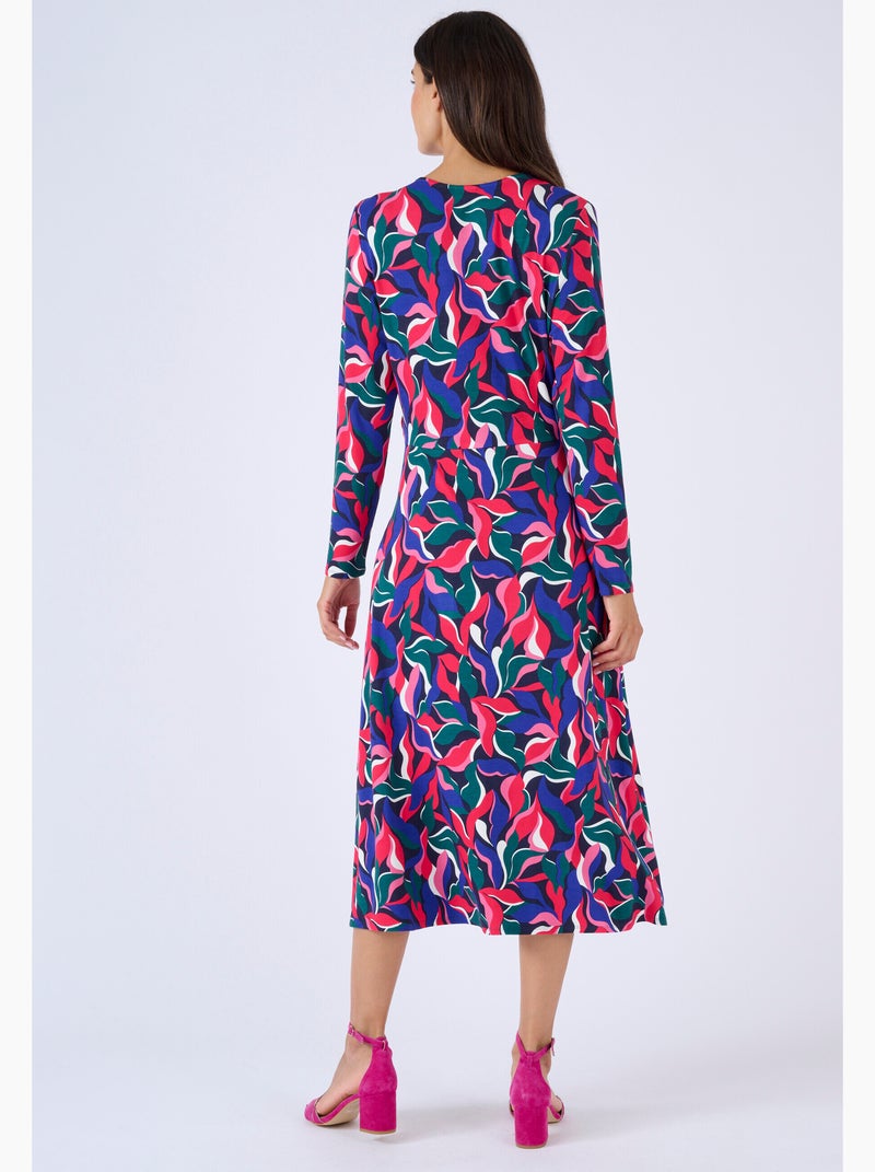 Robe maille effet cache-coeur viscose stretch - Damart Bleu - Kiabi
