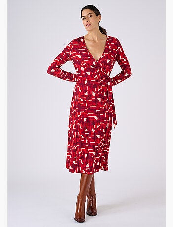 Robe maille effet cache-coeur viscose stretch - Damart