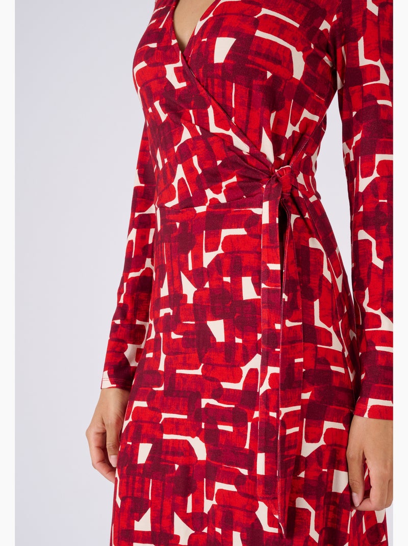 Robe maille effet cache-coeur viscose stretch - Damart Rouge - Kiabi