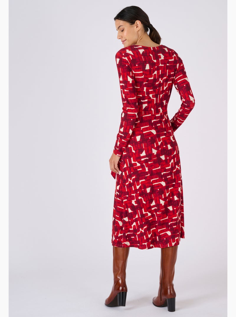 Robe maille effet cache-coeur viscose stretch - Damart Rouge - Kiabi