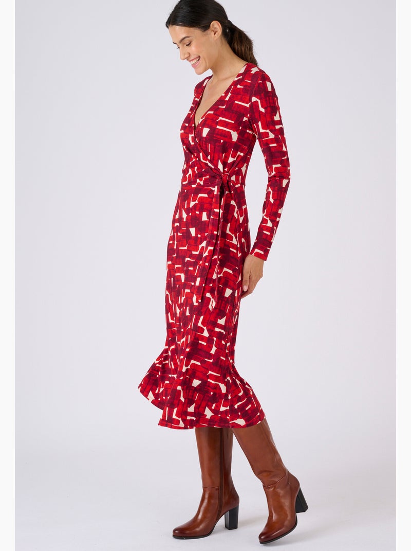 Robe maille effet cache-coeur viscose stretch - Damart Rouge - Kiabi