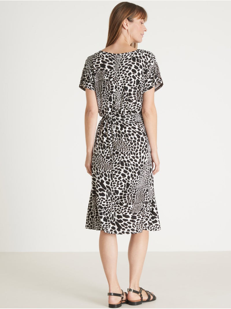 Robe maille fluide encolure bateau - DAXON Noir Multicolore - Kiabi