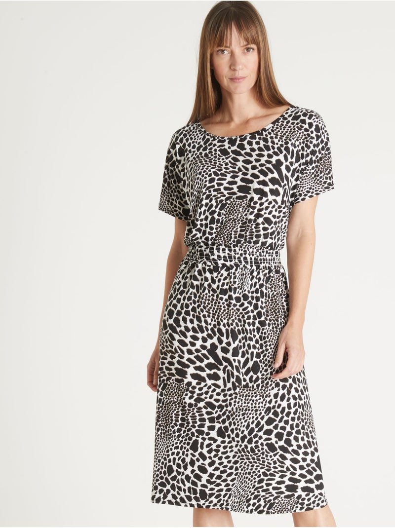 Robe maille fluide encolure bateau - DAXON Noir Multicolore - Kiabi