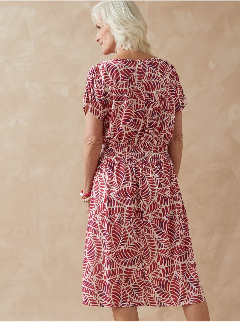 Robe maille fluide encolure bateau - DAXON Rose/Multicolore - Kiabi