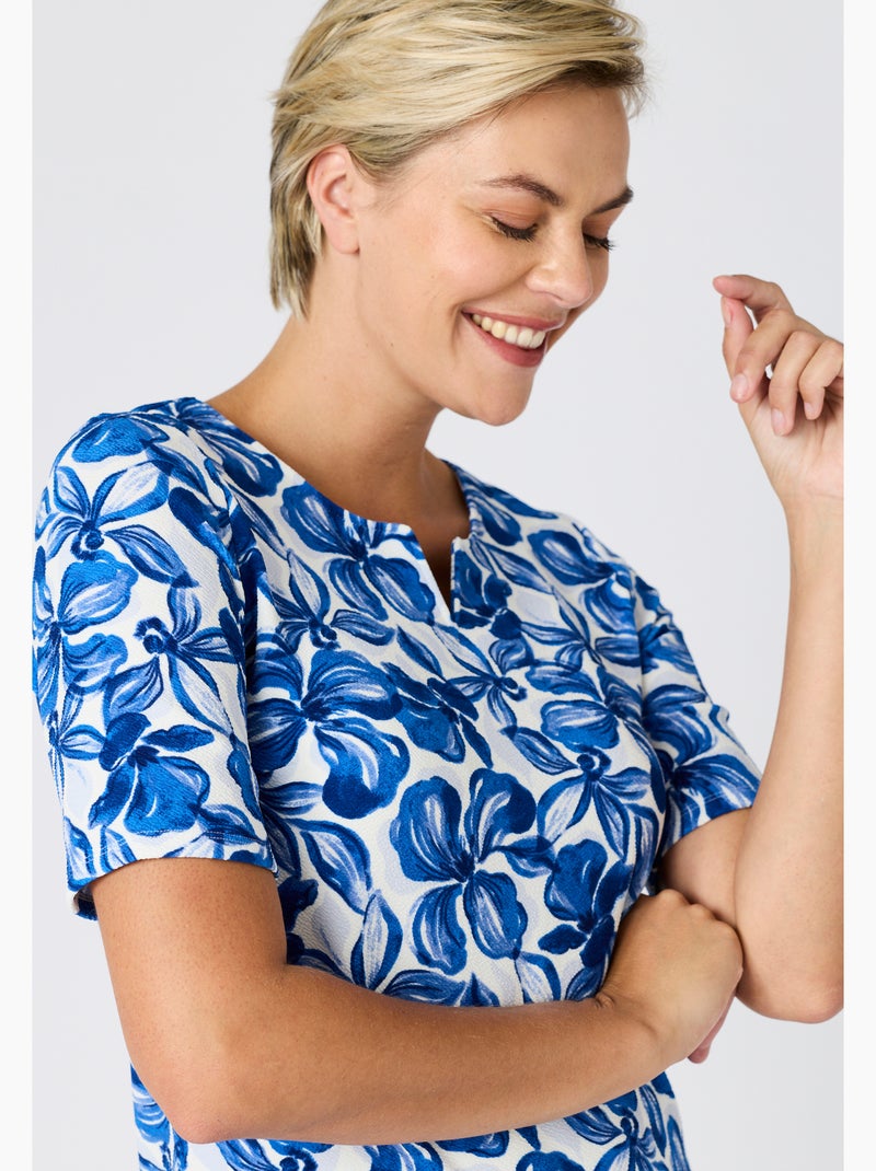 Robe maille gaufrée - Damart Bleu - Kiabi