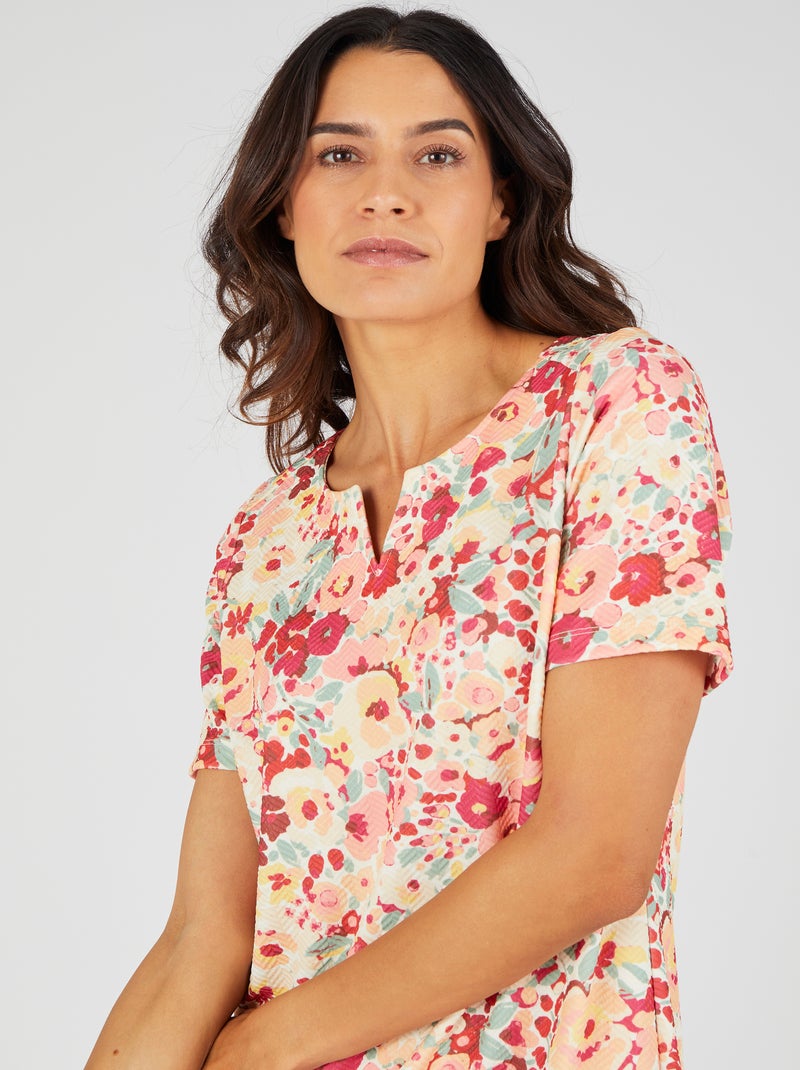 Robe maille gaufrée - Damart Rose - Kiabi