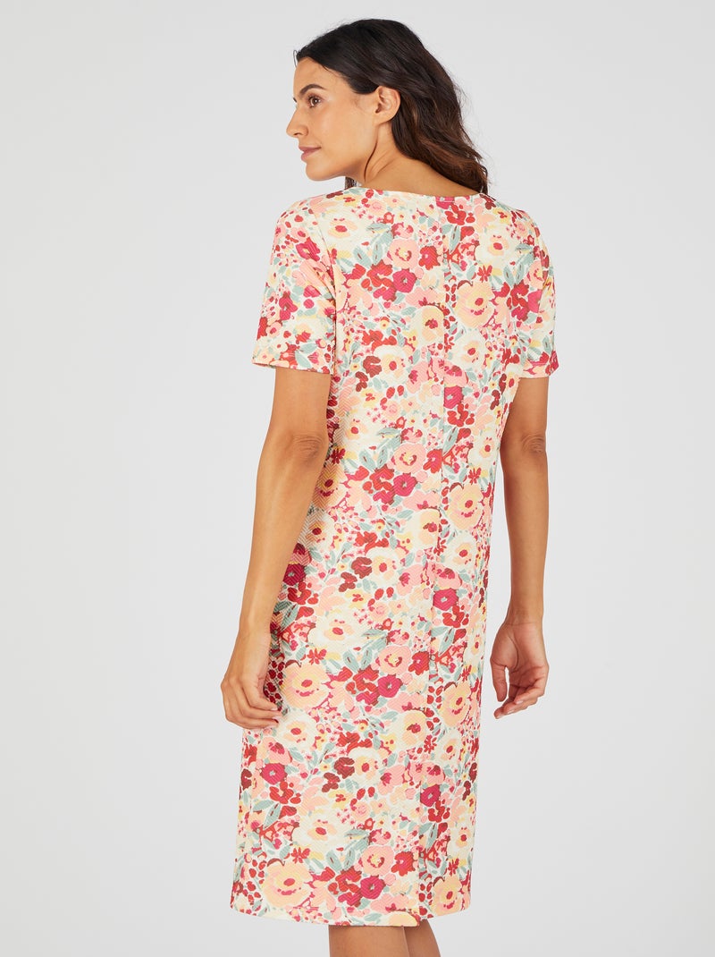 Robe maille gaufrée - Damart Rose - Kiabi