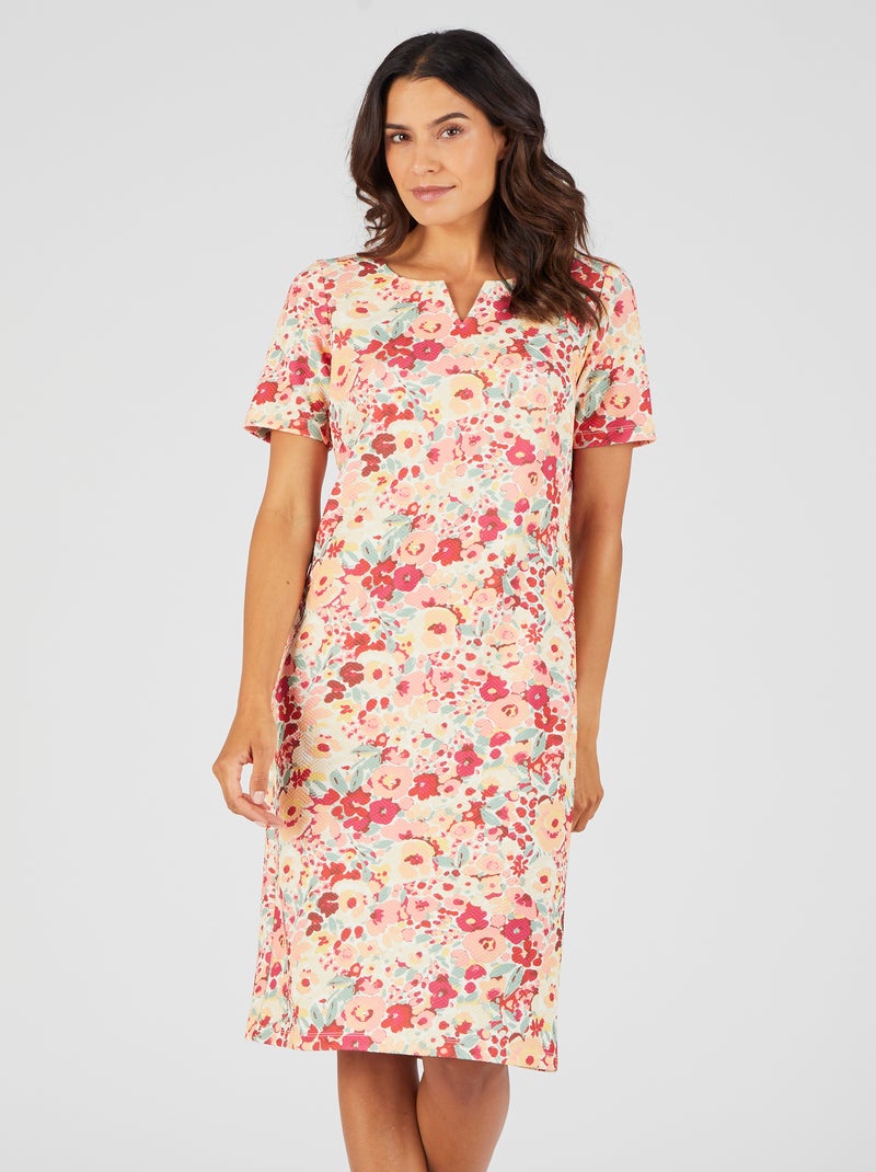 Robe maille gaufrée - Damart Rose - Kiabi