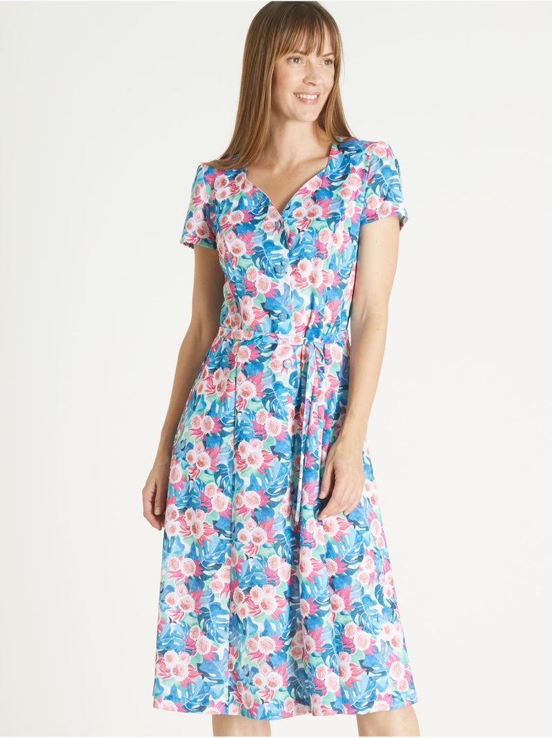 Robe maille manches courtes - DAXON Rose/Multicolore - Kiabi
