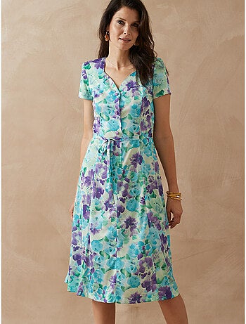 Robe maille manches courtes