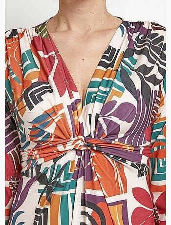 Robe manches 3/4 imprimé ethnique - afibel