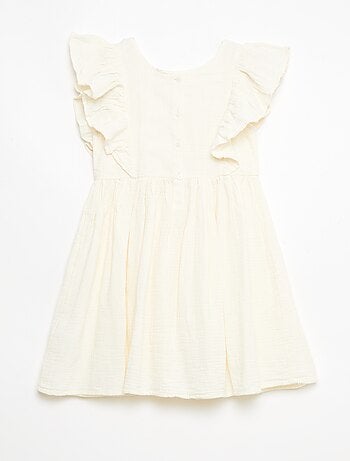 Robe manches courtes avec broderies au col en coton