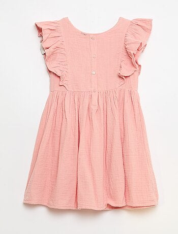 Robe manches courtes avec broderies au col en coton