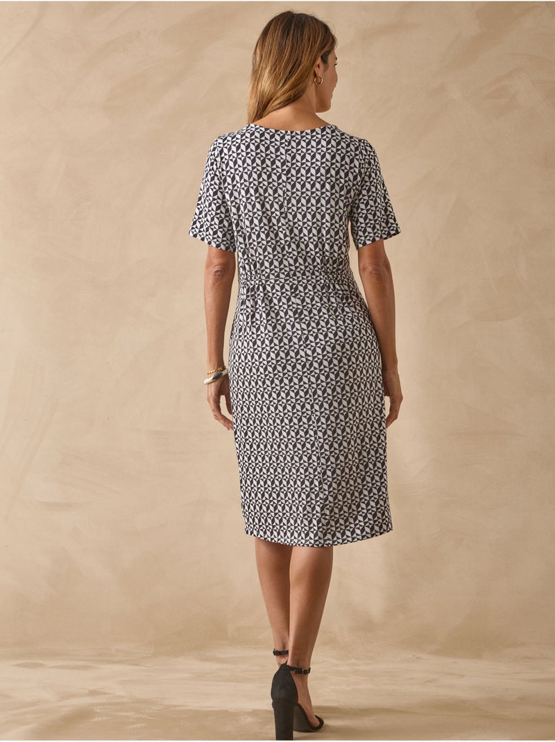 Robe manches courtes en maille - DAXON Noir Multicolore - Kiabi