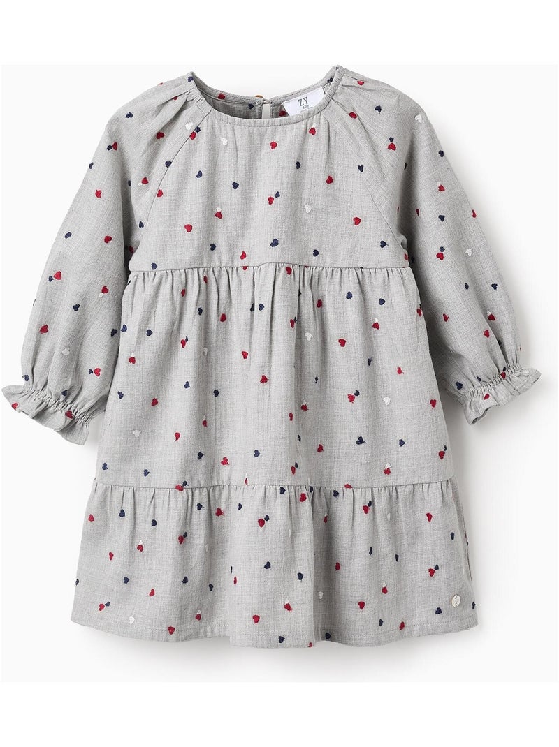Robe manches longues, avec broderie en forme de cœur OLYMPIA Gris clair - Kiabi