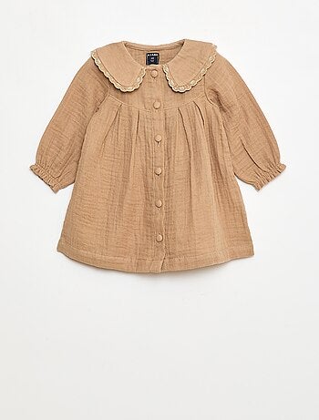Robe manches longues en gaze de coton