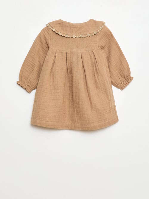 Robe manches longues en gaze de coton - Kiabi