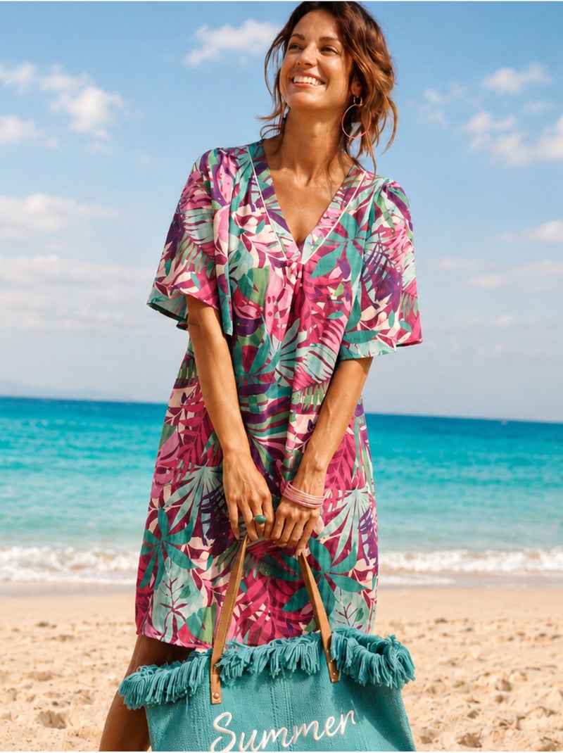 Robe manches papillon - DAXON Rose/Multicolore - Kiabi