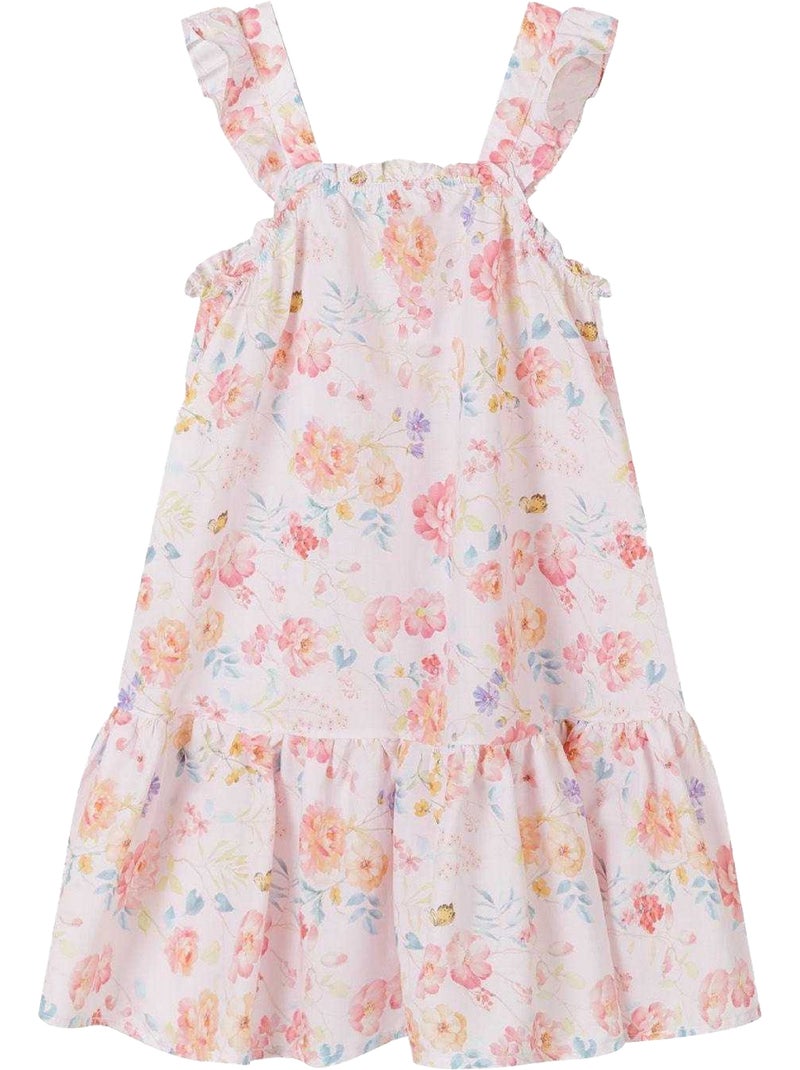 Robe manches ruchées motif/style fleurs - minoti Rose - Kiabi