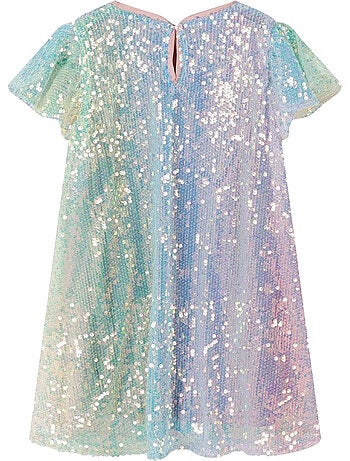Robe manches volantées motif/style paillette - minoti