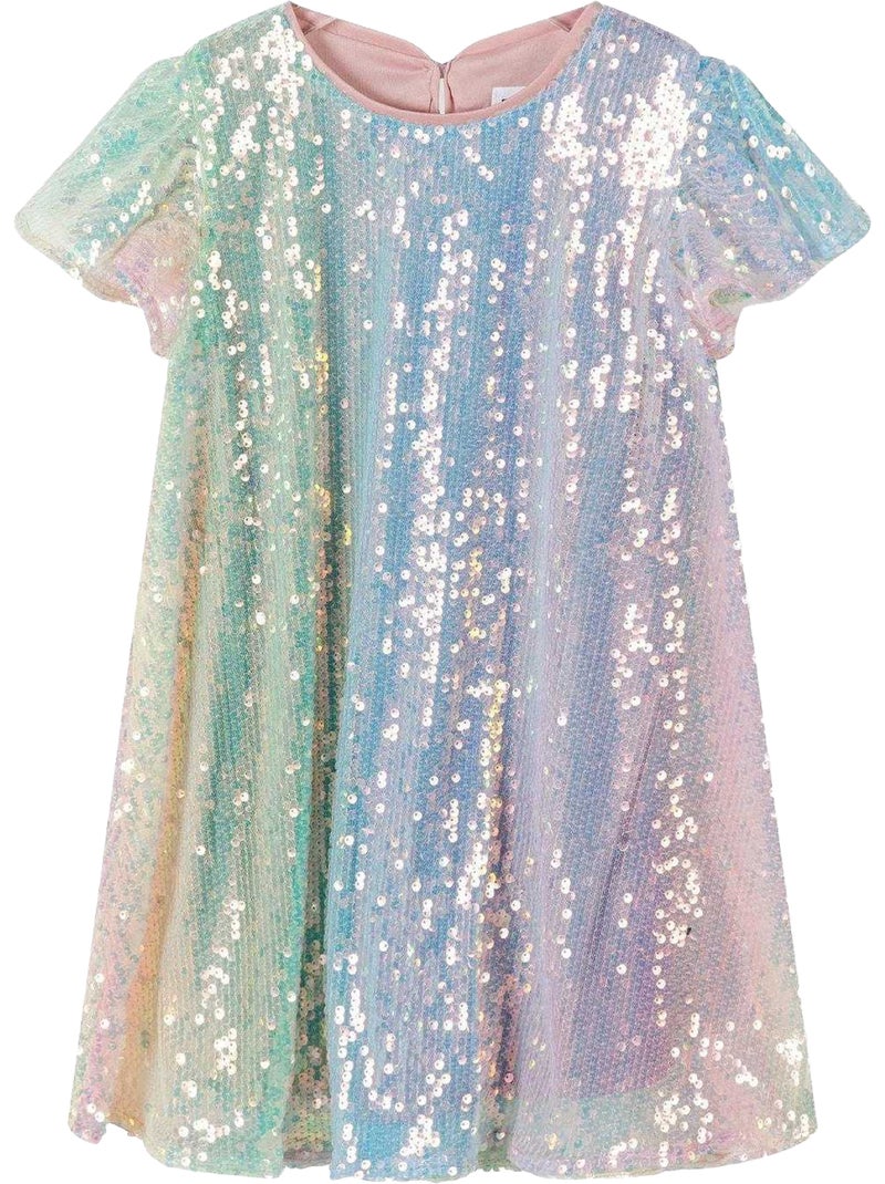 Robe manches volantées motif/style paillette - minoti Multicolore - Kiabi