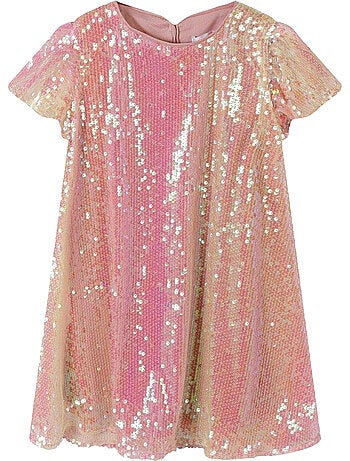 Robe manches volantées motif/style paillette - minoti