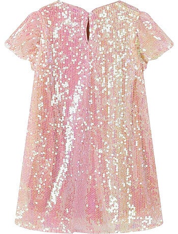 Robe manches volantées motif/style paillette - minoti